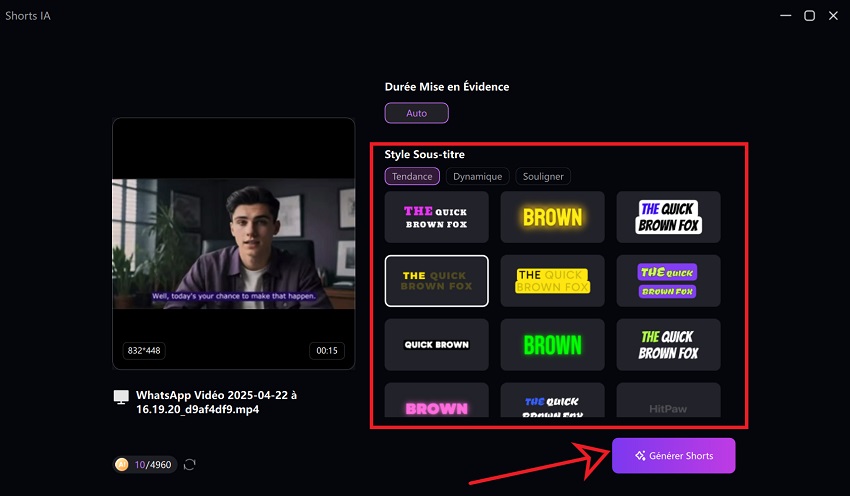Utilisez l'éditeur avancé Edimakor pour ajuster les sous-titres, la musique et les effets des courtes vidéos.