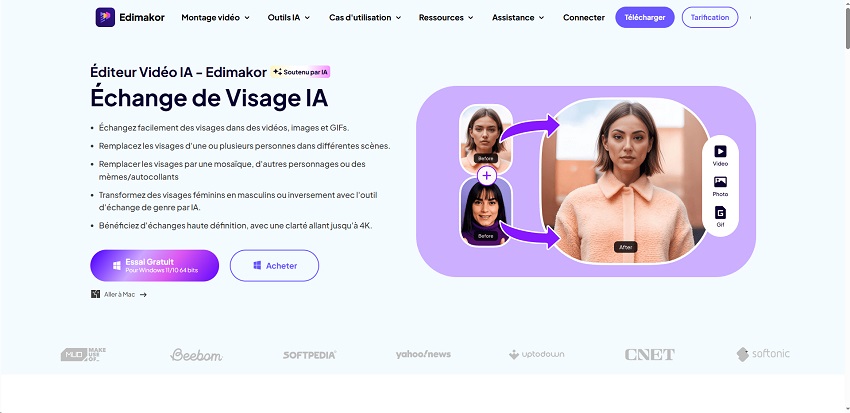 application changer de visage Hitpaw Edimakor