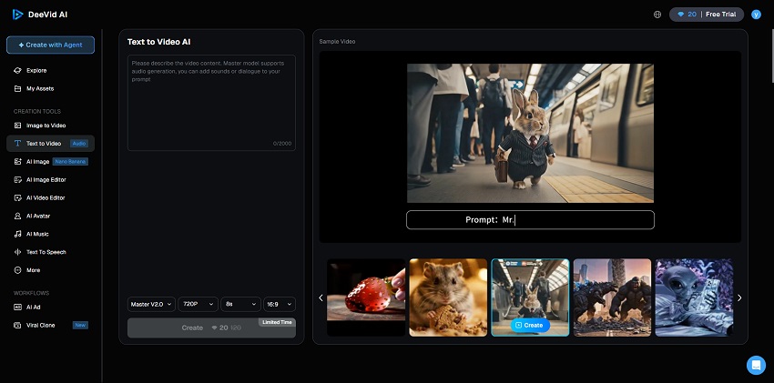 Comment créer des vidéos IA avec Deevid AI - étape 2