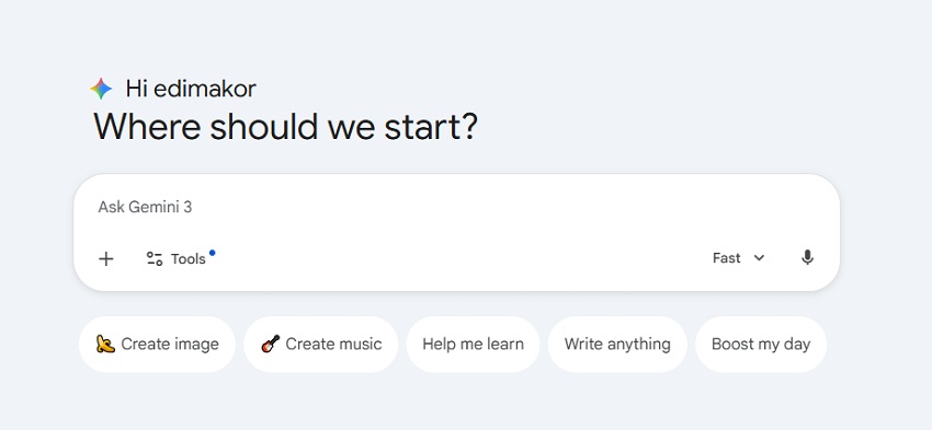 Utilisation de Google Gemini sur PC - étape 1