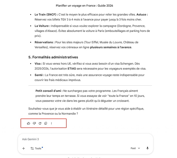 Utilisation de Google Gemini sur PC - étape 4