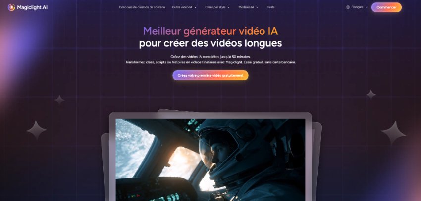 Page d'accueil de Magic Light AI