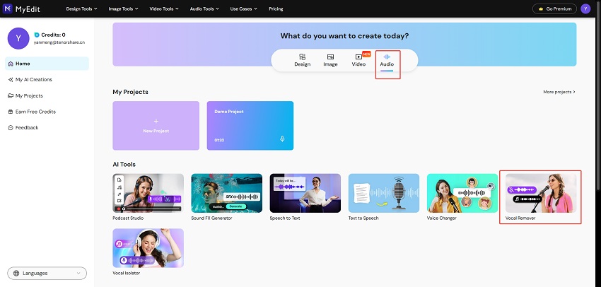 Site de suppression de bruit vidéo/audio - Myedit