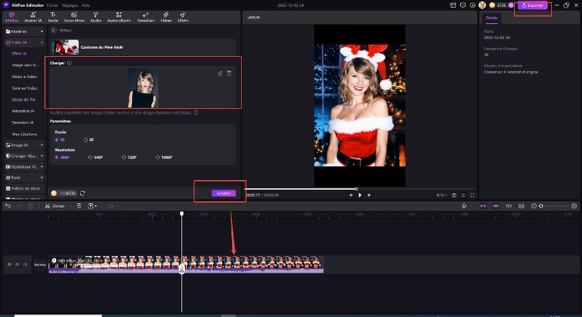 Générer un filtre de Noël IA Edimakor 2