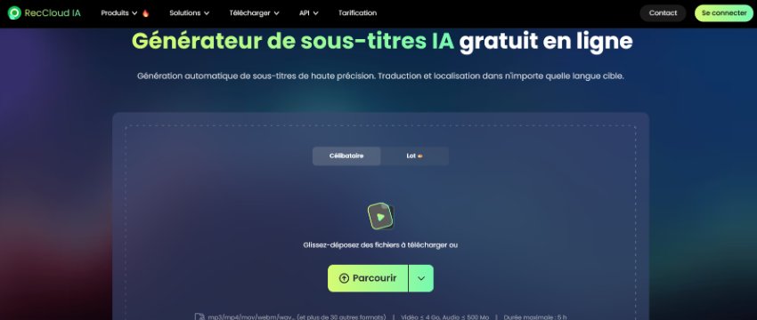 Téléchargez votre vidéo sur le générateur de sous-titres IA pour créer des sous-titres RecCloud.