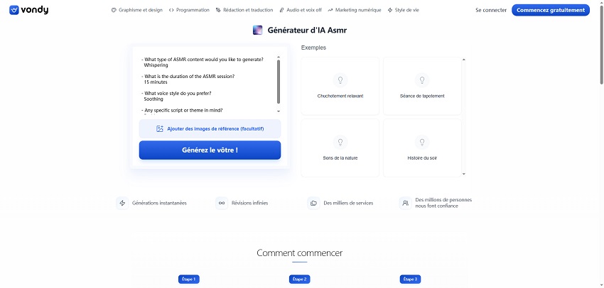 générateur d'ia asmr Vondy
