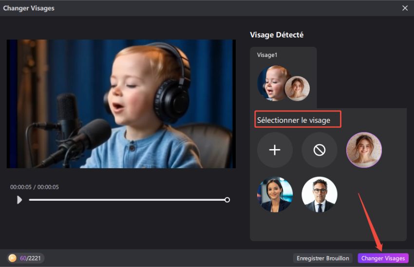 selection du visage
