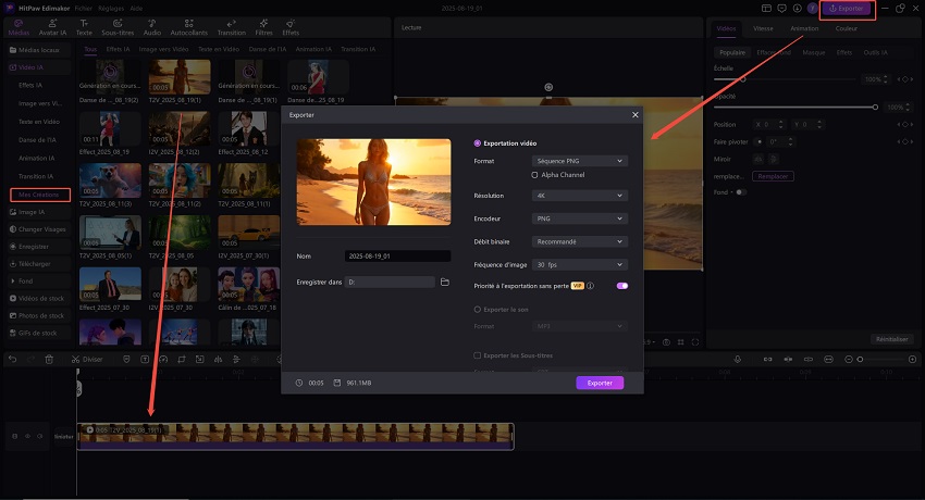 vidéo d'exportation edimakor