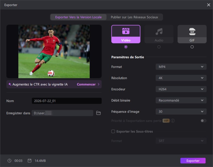 Exporter et publier les temps forts du football