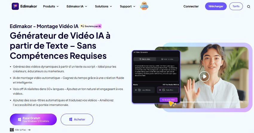 générateur de vidéos à partir de texte edimakor