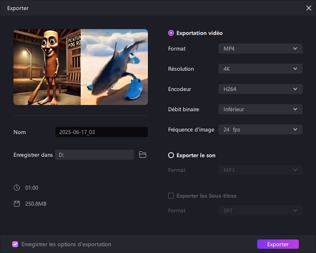 Exporter et sauvegarder la vidéo