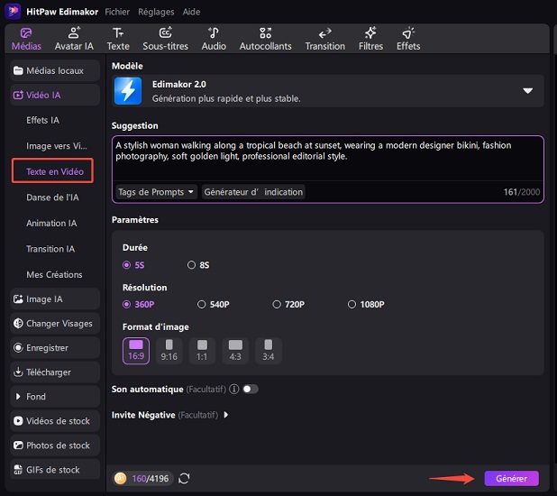 Saisir le prompt sur Edimakor