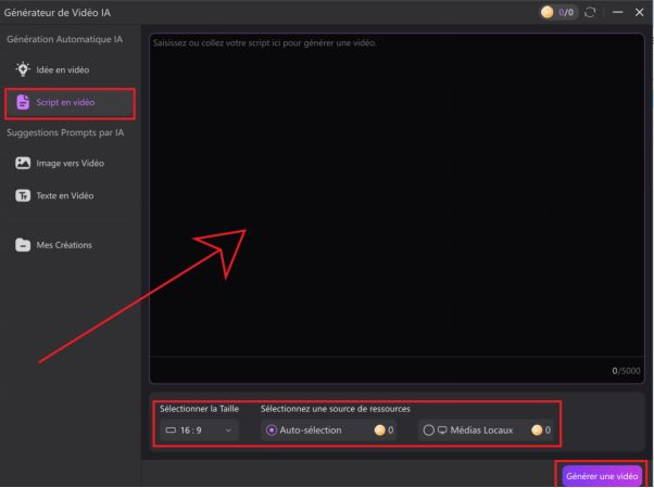 script générer une video
