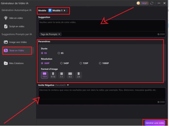 les paramètres de l'image en vidéo