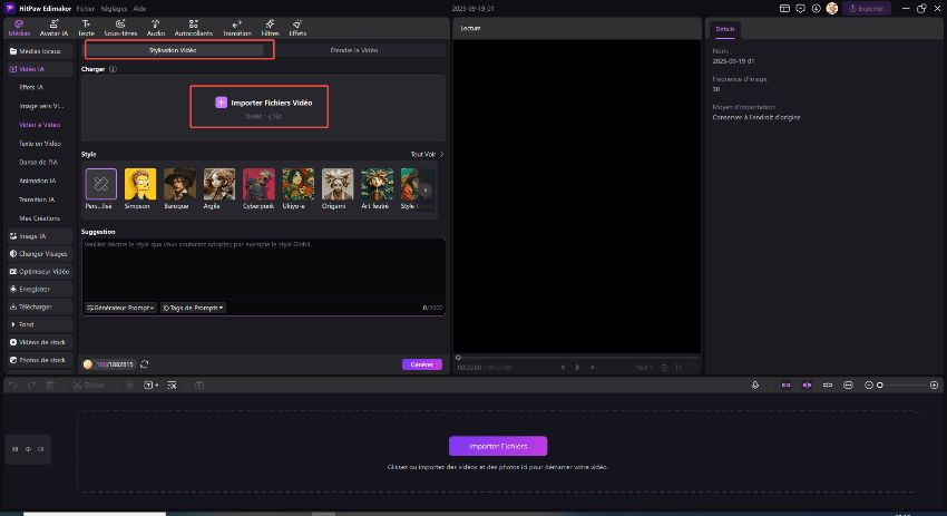 importer une vidéo en convertisseur vidéo