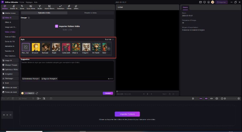 sélectionnez le style vidéo en vidéo ai gratuit