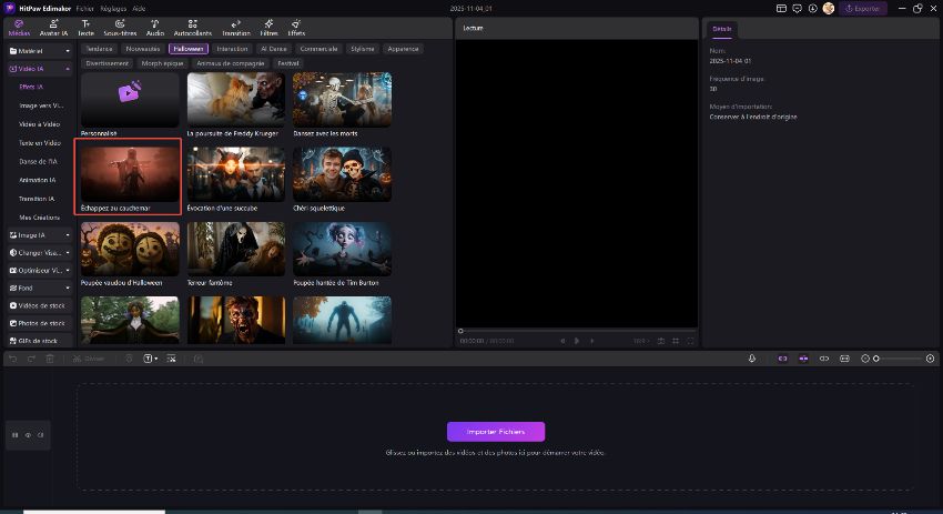 choisir halloween ai vidéo effects