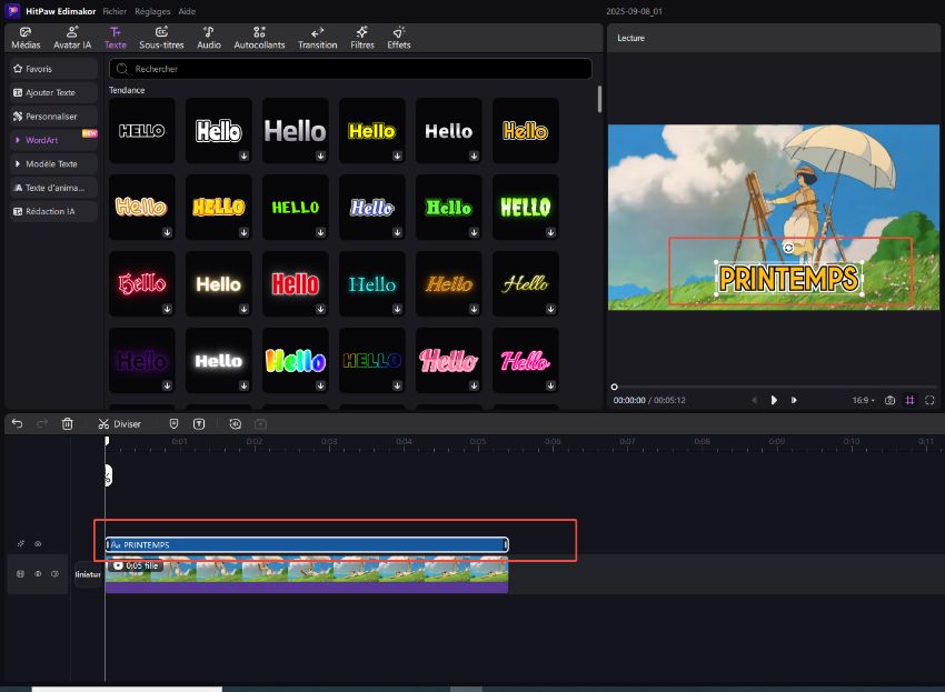 ajouter un effet de texte