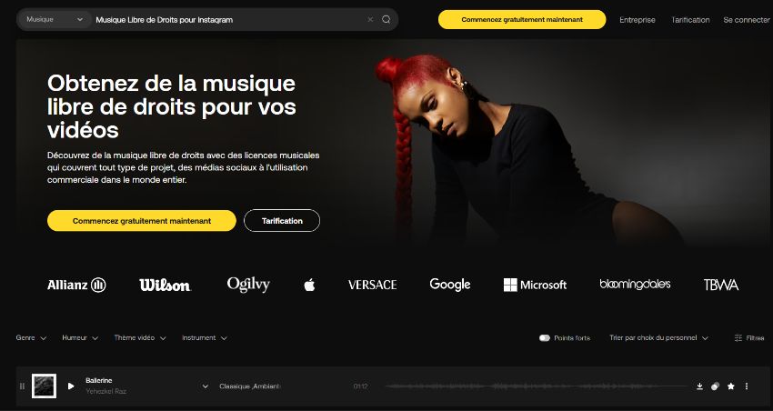 artlist pour musique libre de droit