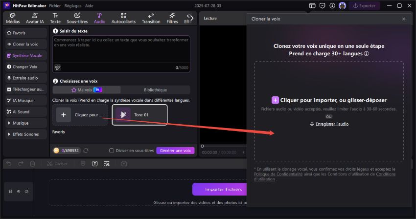 clonage de voix IA Edimakor
