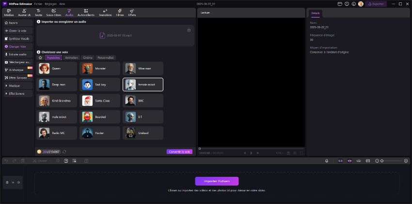 choisissez votre effet de voix fantôme