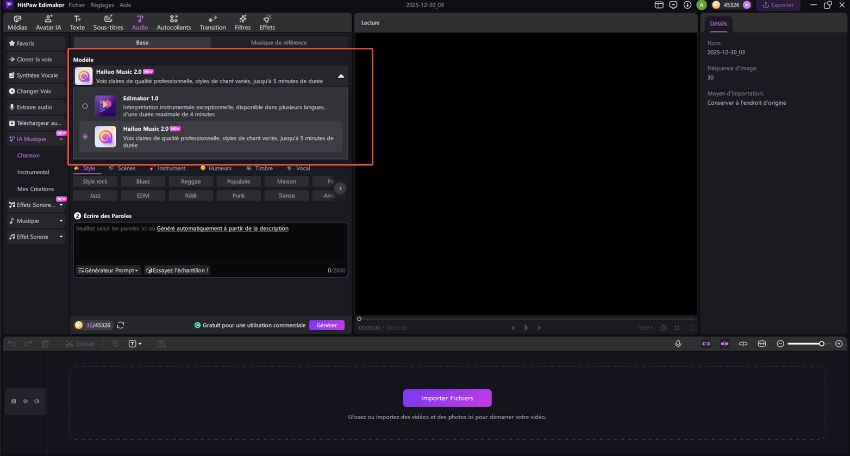 texte en musique entrer une description