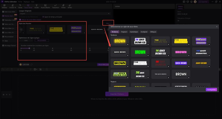 sélectionnez la langue cible