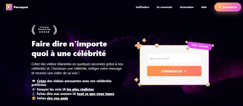 Synthèse de voix de célébrité ia tryparrot