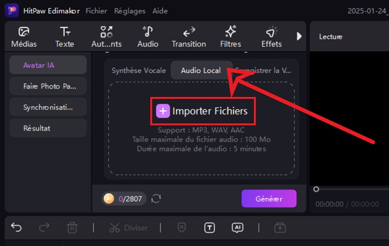 créer un podcast vidéo viral pour bébé - importer un fichier audio