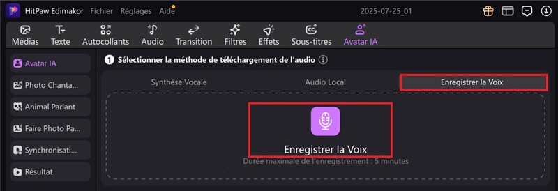 Avatar Enregistrer la voix