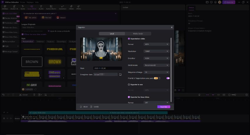 Exporter une vidéo d'avatar parlant IA d'Halloween