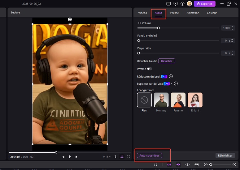vidéo de bébé parlant ai