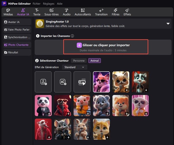 importer avatar chanter
