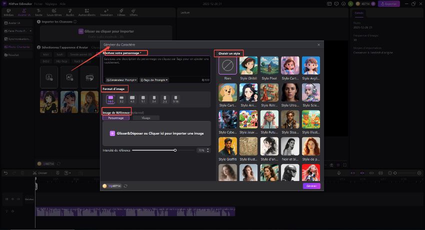cliquez sur générer pour créer une photo qui chante