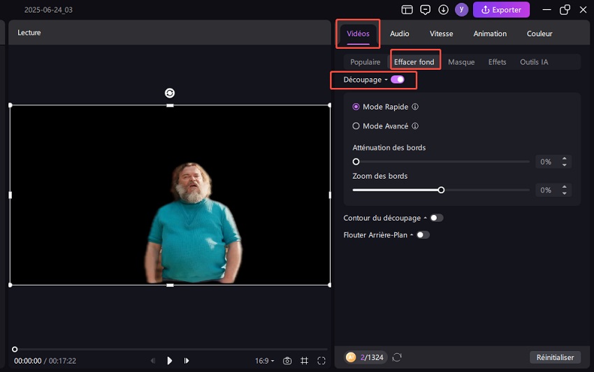 Edimakor AI supprime automatiquement les arrière-plans et sépare les arrière-plans vidéo.