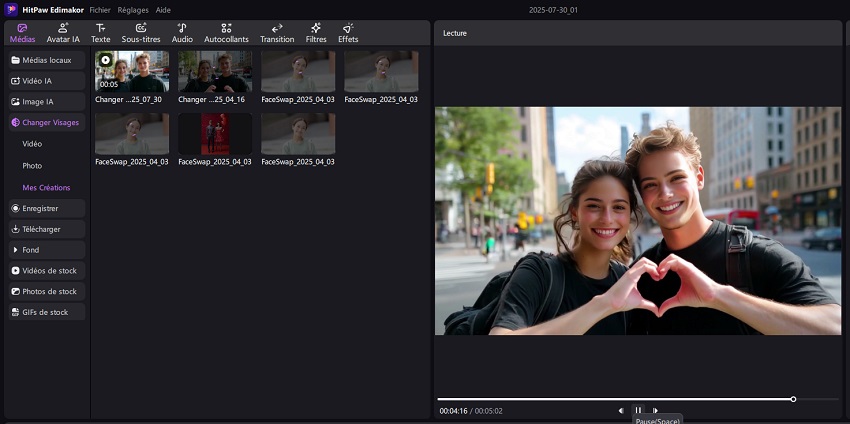Exporter la vidéo d'échange de visages terminée