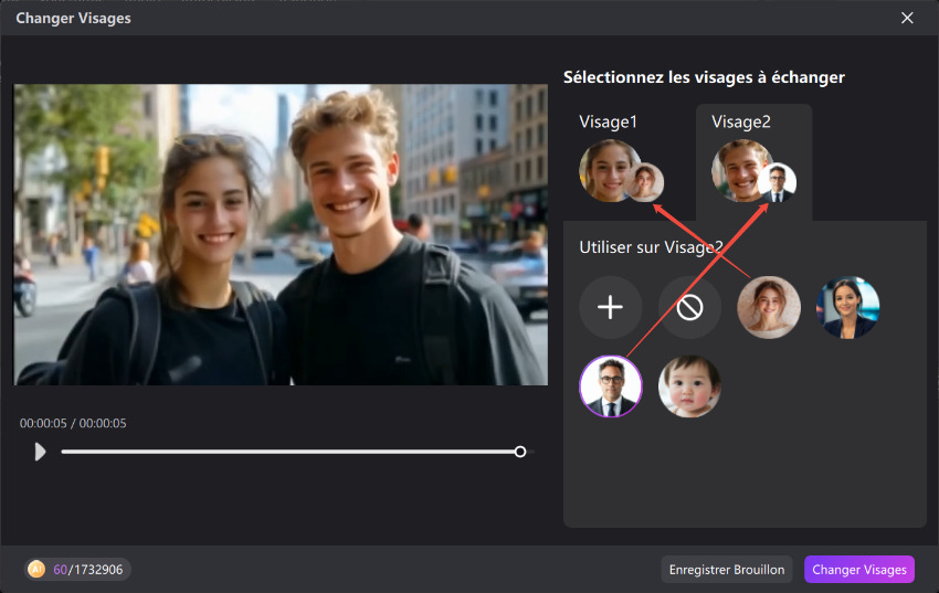 face swap cut video clips to change