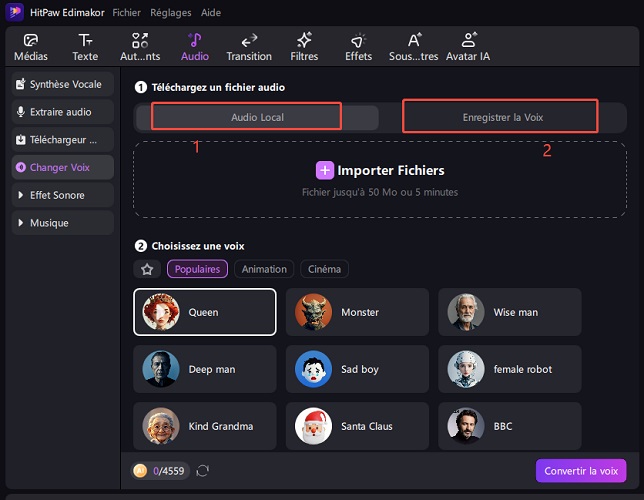 charger fichier audio