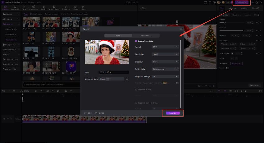 application de filtre Père Noël