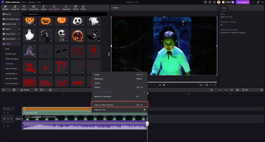 Edimakor application clips composés