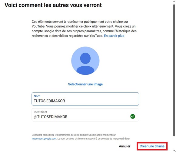 créer une chaîne YouTube 5