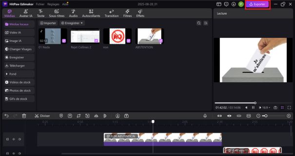Exporter une vidéo 4k