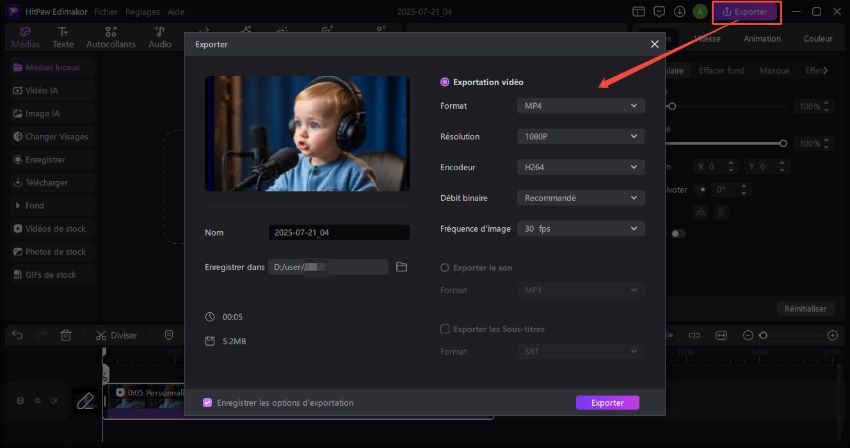 exportation d'images ai