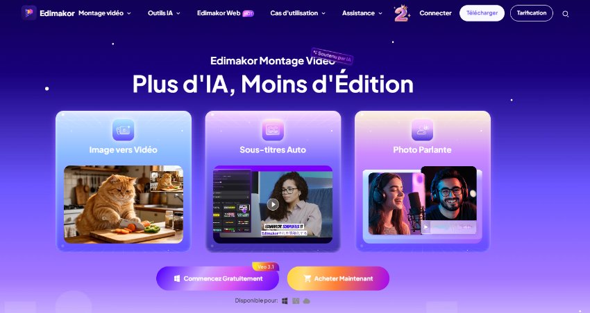 Logiciel alternatif à RecCloud : l’outil de montage vidéo Edimakor
