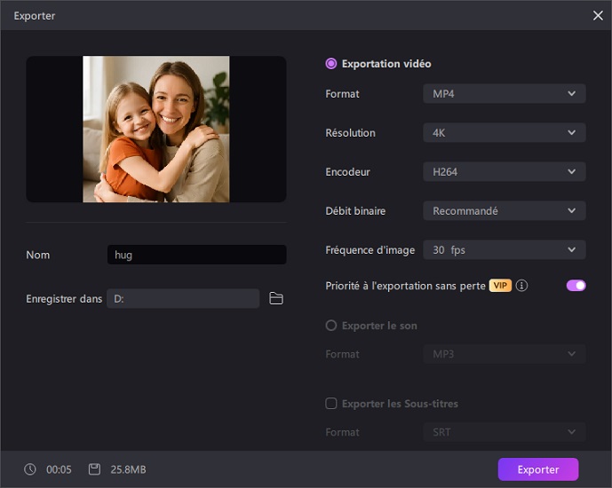 exporter video personnage coherent