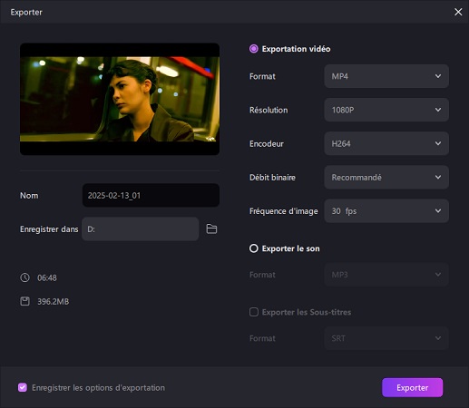 exporter la vidéo fusionner dans edimakor