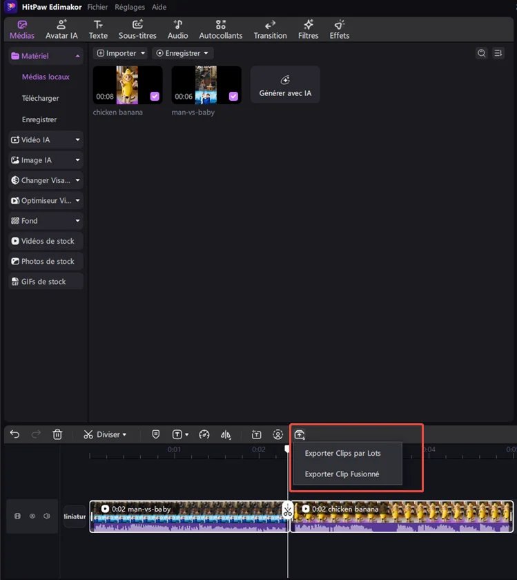 appliquer les paramètres d'exportation AVI par lots