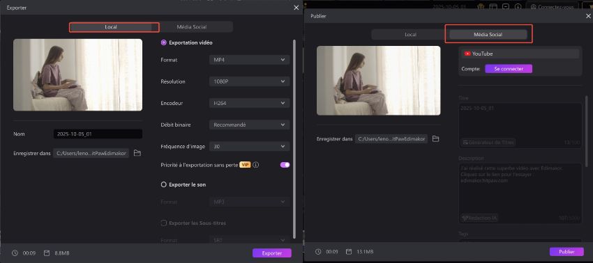 exporter vidéo