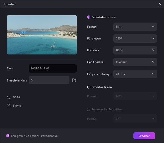 prévisualiser et télécharger la vidéo zoomée