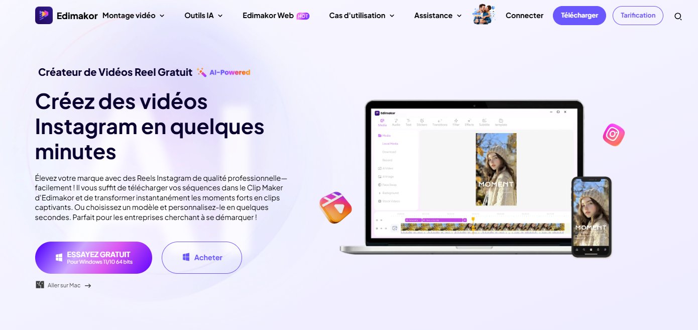 Créez des vidéos courtes Instagram Reels avec Edimakor